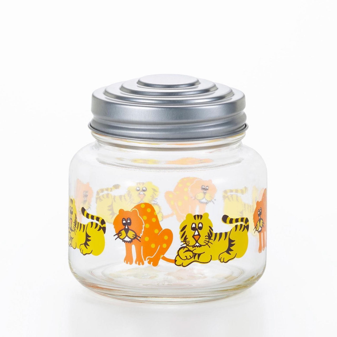 Showa Retro Glass Storage Jar- Tiger & Leopard