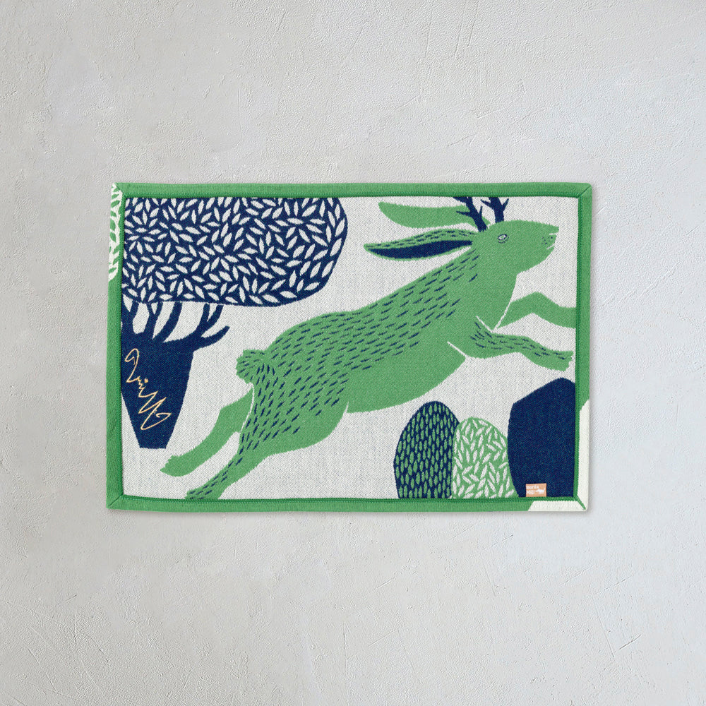 Jacquard Woven Placemat - Horned Leaping Rabbit in the Forest