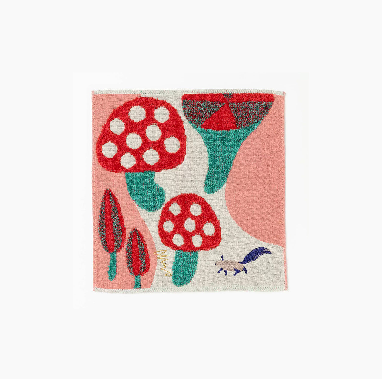 Handkerchief - Squirrel and Cute Mushrooms