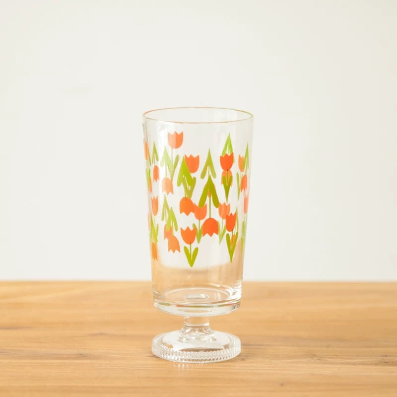 Showa Retro Glass Cup - Orange Tulip