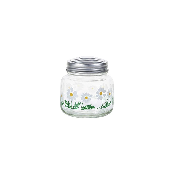 Showa Retro Glass Storage Jar- Wildflower